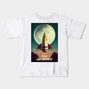 Moon Adventure Vintage Travel Poster Kids T-Shirt